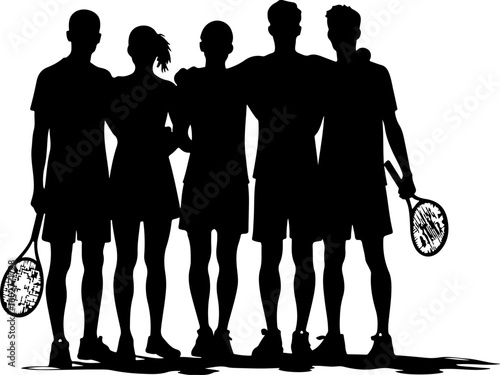  Group of Tennis Players Silhouettes