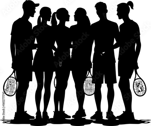  Group of Tennis Players Silhouettes
