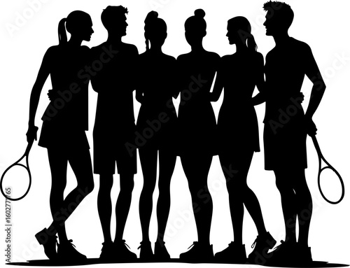  Group of Tennis Players Silhouettes