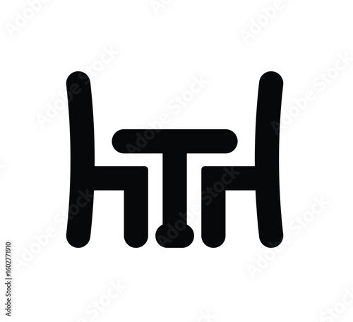 Minimalist Icon of Table and Chairs Symbolizing Dining and Socializing Spaces