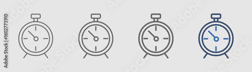 time line icon set with sitting clock