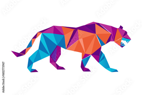 Geometric tiger vector illustration polygonal animal design colorful art print