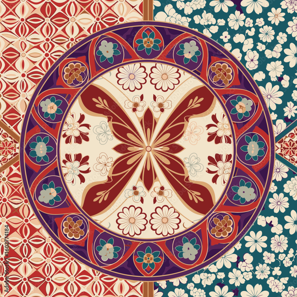 Fototapeta premium Traditional Japanese seamless background pattern in Shippō style 