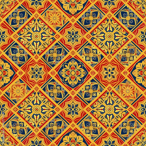 Seamless background with traditional Japanese pattern in Shippō style  