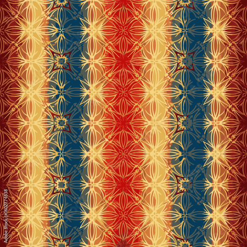 Colorful seamless background with traditional Japanese wisteria pattern in Shippō style  