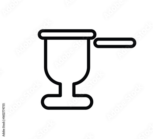 Minimalist Line Art of a Traditional Mortar and Pestle for Culinary Use