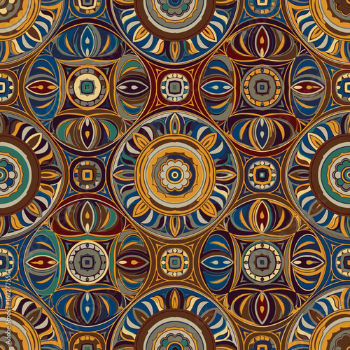 Colorful seamless background with traditional Japanese pattern in Shippō style  