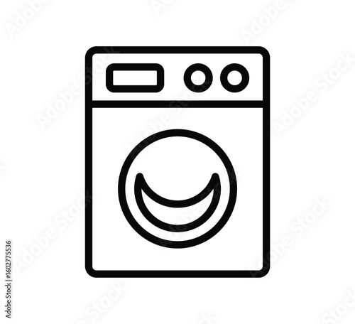 Simple Outline of a Washing Machine Icon for Clean Home Concept
