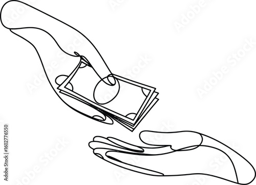 Hands Passing Money Illustration on White Background