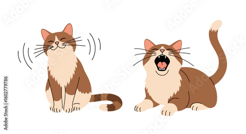 Whimsical Cat Expressions: Purrfect Cartoon Duo