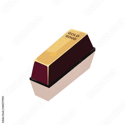 Gold bar silhouette on white background, luxury symbol
