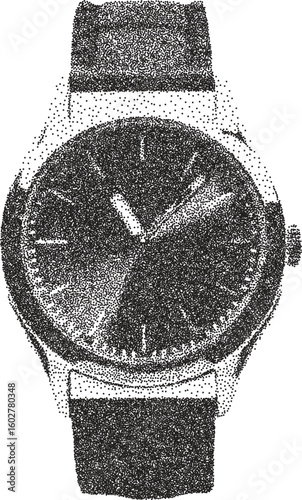 Watch y2k retro stipple art clock brutalist halftone vector png transparent, timepiece 2000s photocopy effect tattoo aesthetic