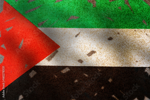 Grunge and dirty style Palestine national flag.