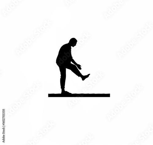 Silhouette of person tapping foot impatiently on white background