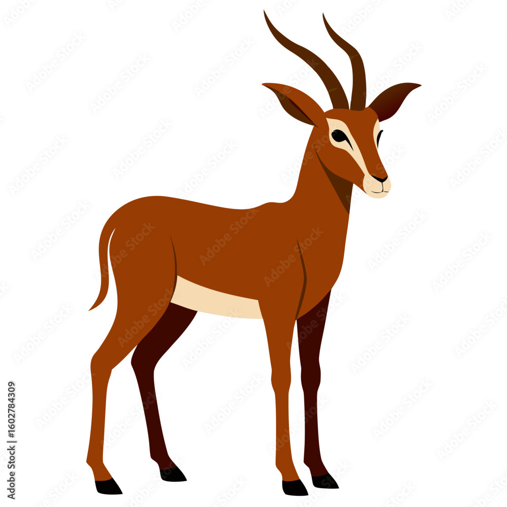 Stylized illustration of a sable antelope standing proudly