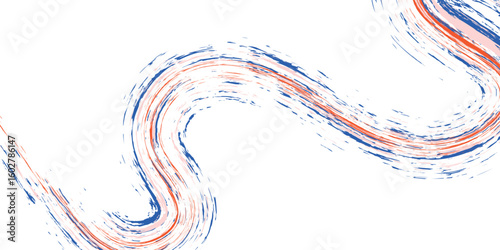 Vibrant Red and Blue Brushstroke Lines Form Flowing Wave-Like Motion Across White Background, Symbolizing Abstract Energy, Speed, and Technology-Inspired Art.