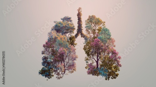 Lungs Transforming into Lush Trees Symbolizing Healing, Fresh Air, and the Journey Toward Healthy Living and Breathable Life