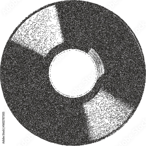 Record retro y2k stipple design album halftone brutalist urban vector png with clear background, vinyl 2000s photocopy grunge tattoo gen z effect