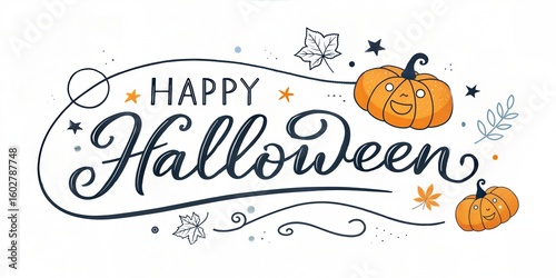 Elegant Happy Halloween Minimalist Signature Script Calligraphy