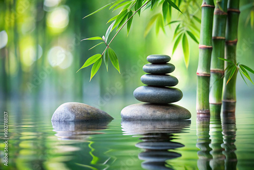 zen stones and bamboo