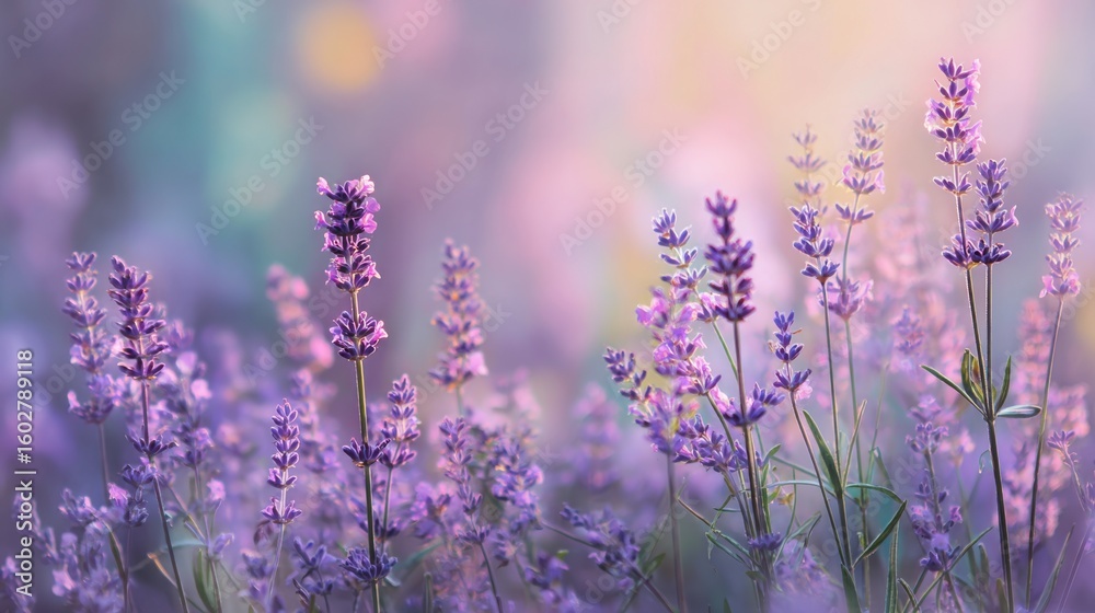 Obraz premium Close up of vibrant purple lavender stalks isolated on white background