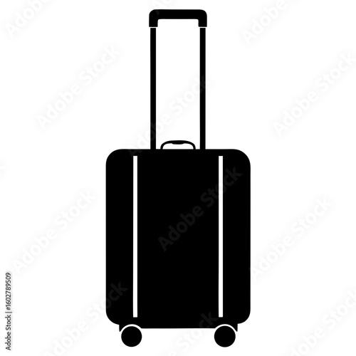 Black wheeled luggage with telescopic handle suitcase