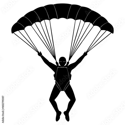 Skydiver descending with open parachute skydiving sport