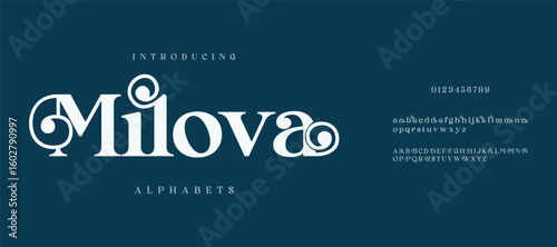 Milova  Minimal luxury font alphabet logo. Typography beauty fashion elegant minimalist serif italic fonts decorative wedding vintage retro logos. vector illustration