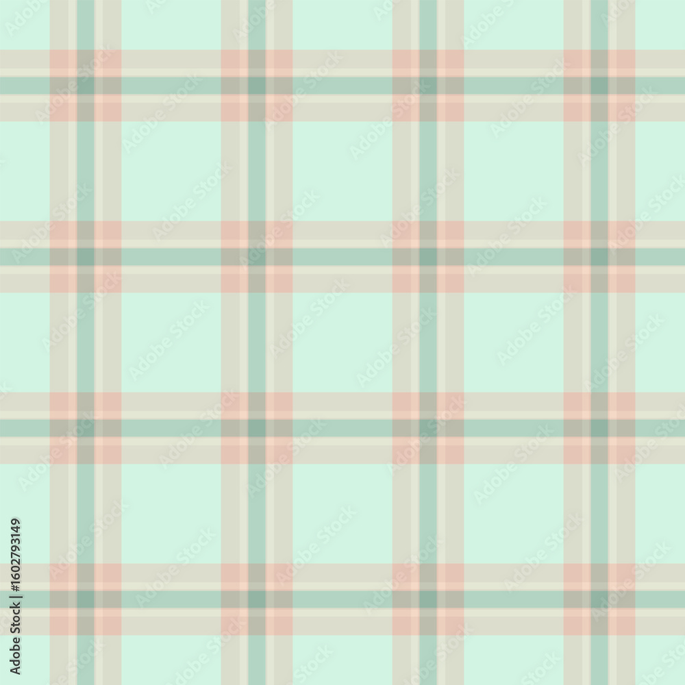 Fototapeta premium Elegant pastel plaid pattern in mint, peach and cream. Timeless design ideal for backgrounds, textiles, crafts, and web design. Soft, calming, versatile.