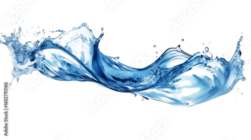 Captivating water splash against a stark black background displays dynamic movement, showcasing liquid motion with vibrant blue hues.