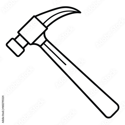 Simple outline drawing of a claw hammer a versatile hand tool used for driving nails and removing them with its distinctive claw