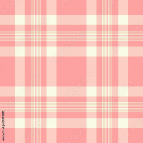 Checking background check plaid, repetition tartan pattern seamless. Argyle textile texture fabric vector in light and red colors.