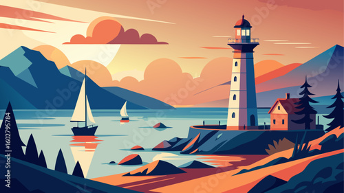 lighthouse on the sea