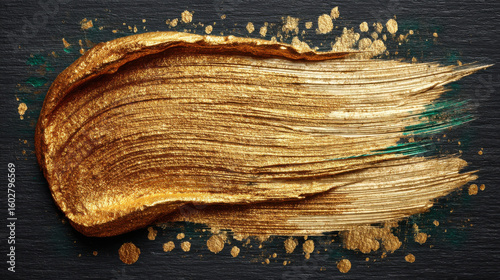 Stunning gold shimmer brush stroke creates beautiful design theme, perfect for artistic projects and backgrounds. vibrant texture and shine evoke sense of luxury and elegance