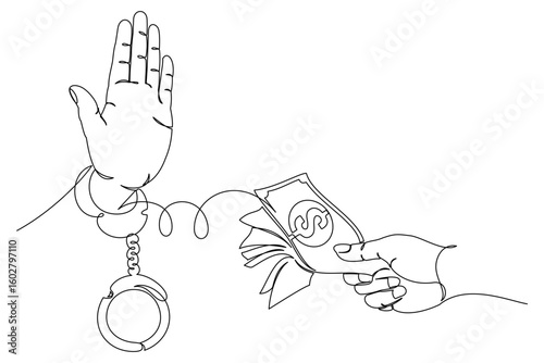 continuous line of world anti-corruption day 3