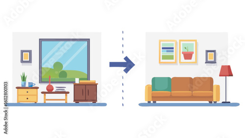Interior design home decor room makeover living room furniture arrangement before and after transformation tips