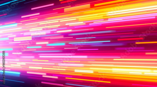 Ai generated image of a vibrant array of light streaks creates a futuristic abstract background