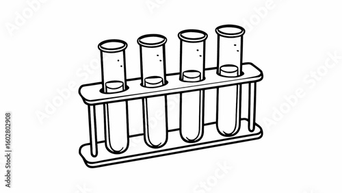 Laboratory test tubes in rack science equipment for chemistry and medical research vector illustration
