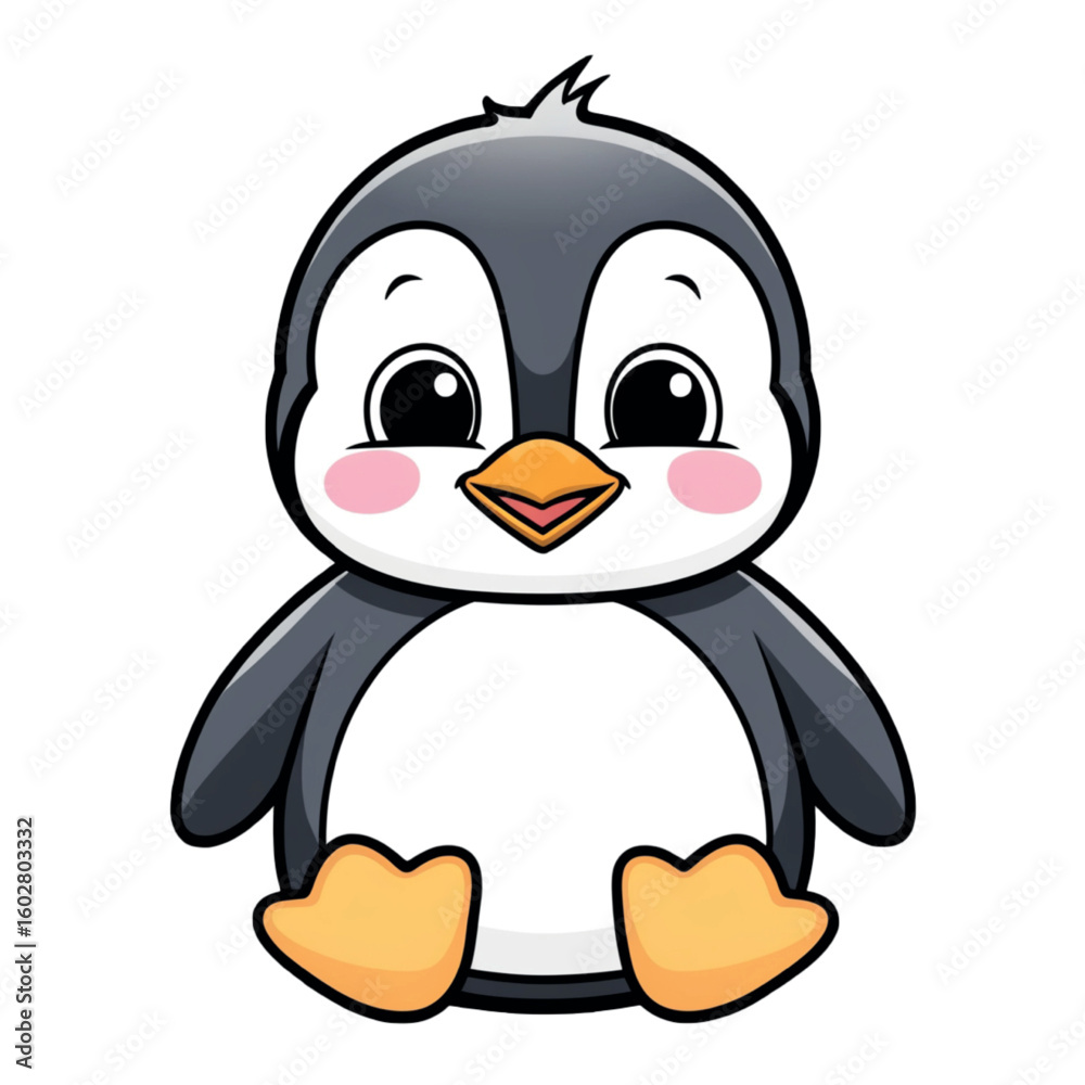 Obraz premium Happy Penguin Cartoon – Snowy Wildlife Character Art