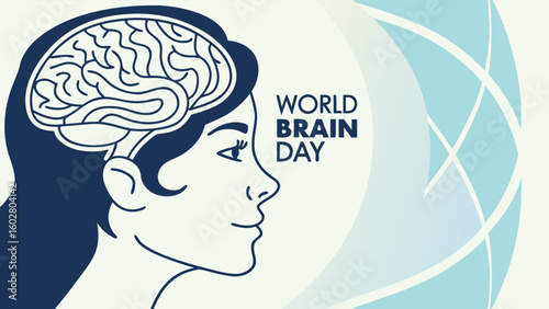 Abstract Minimal Poster with Brain and Date – Modern Vector Design

