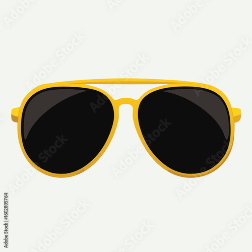 Yellow aviator sunglasses with black lenses vector