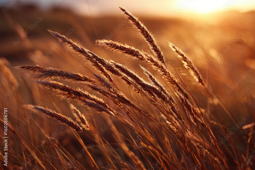 Fototapeta premium Golden grasses at sunset