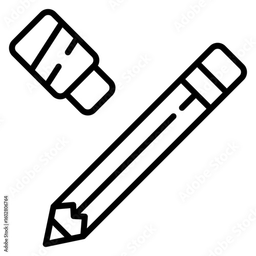 Pencil And Erase Line Icon
