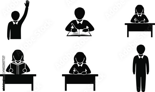 Educational Students in Class Learning, Studying, and Participating in Lessons in a School Setting