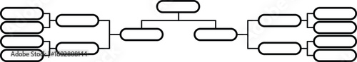 Blank tournament bracket template with clean black outlines. Perfect for sports competitions, match schedules, school playoffs, or printable game brackets.