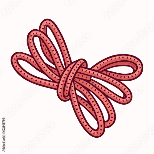 Red cord tied in a knot rope