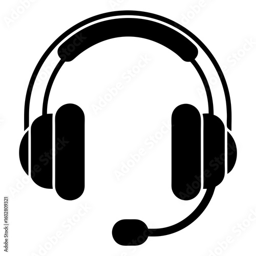 Headset and microphone icon for communication and audio