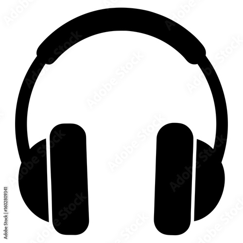 Simple black icon of over ear headphones