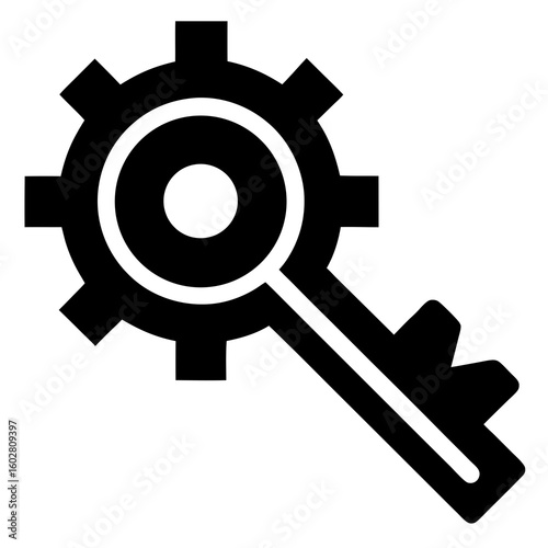 Gear with arrow and circle icon symbolizing mechanical process