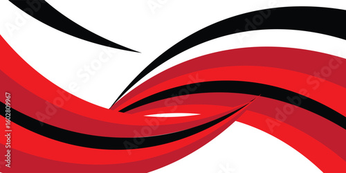 Vector black and red line background curve element with white space for text and message design, overlapping layers, modern vector ilustration